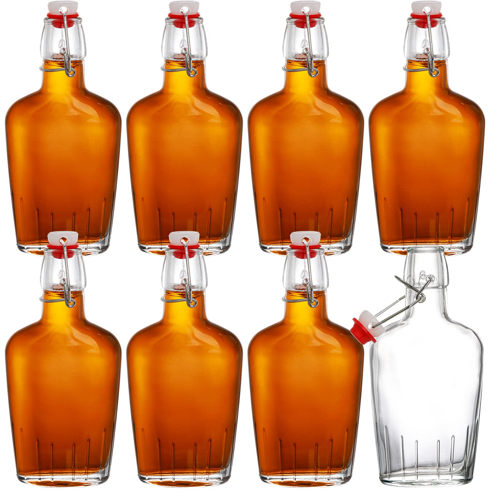 TOPZEA swing-top glass flask 8.5oz for portable liquor storage and easy pouring.
