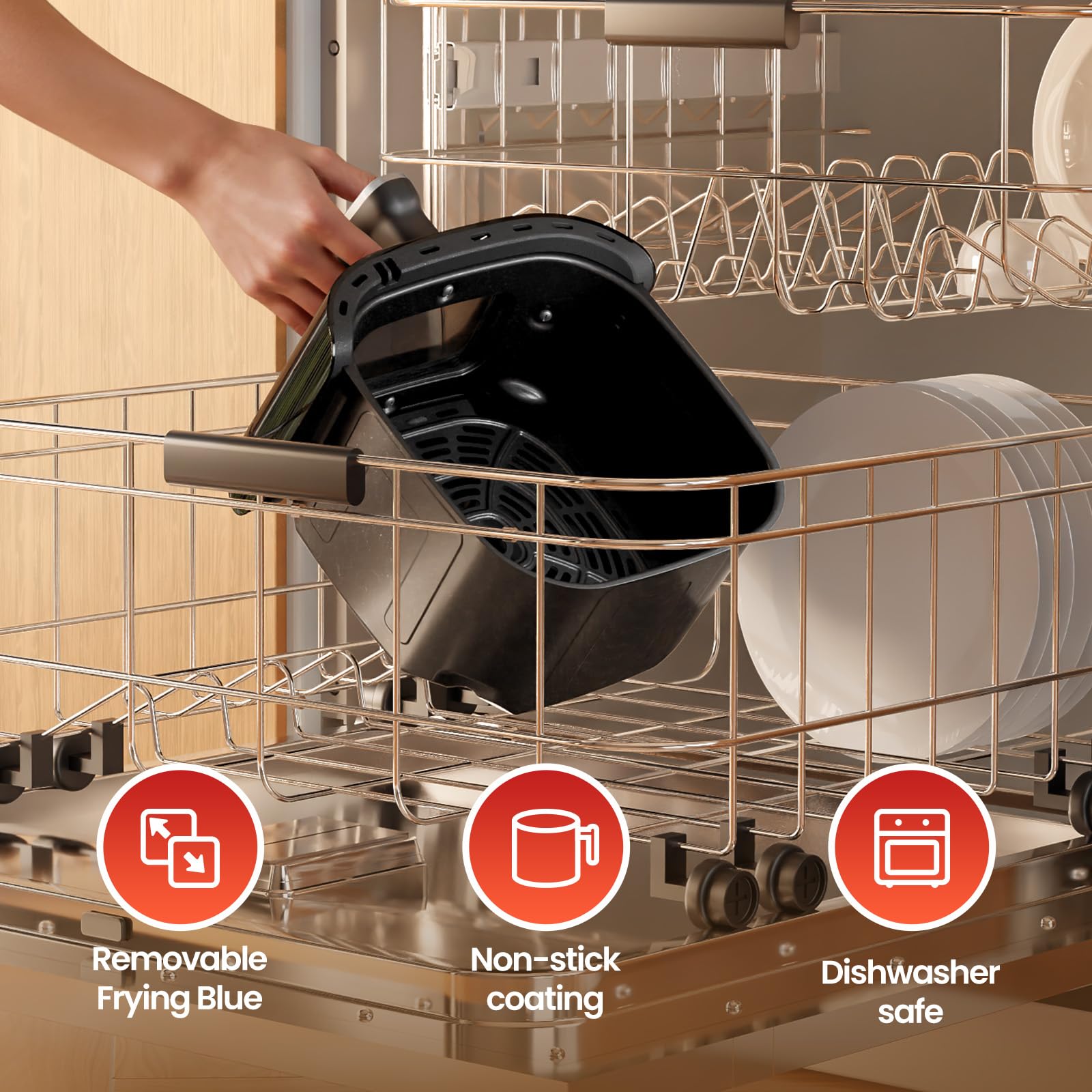 TOPZEE Air Fryer 12-in-1 removable parts simplify cleaning.