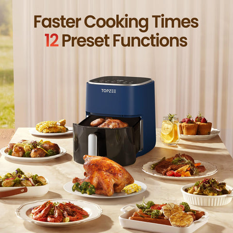 TOPZEE Air Fryer 12-in-1 visible window helps monitor progress.