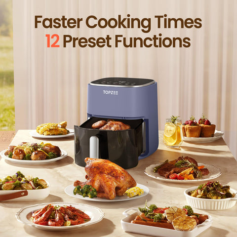 TOPZEE Air Fryer 5.5-quart capacity fits family meals.