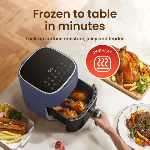 TOPZEE Air Fryer precise heat ranges from 100 to 400°F for versatility.