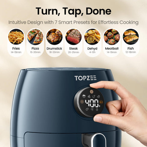 Topzee compact air fryer designed for dorms and small spaces.