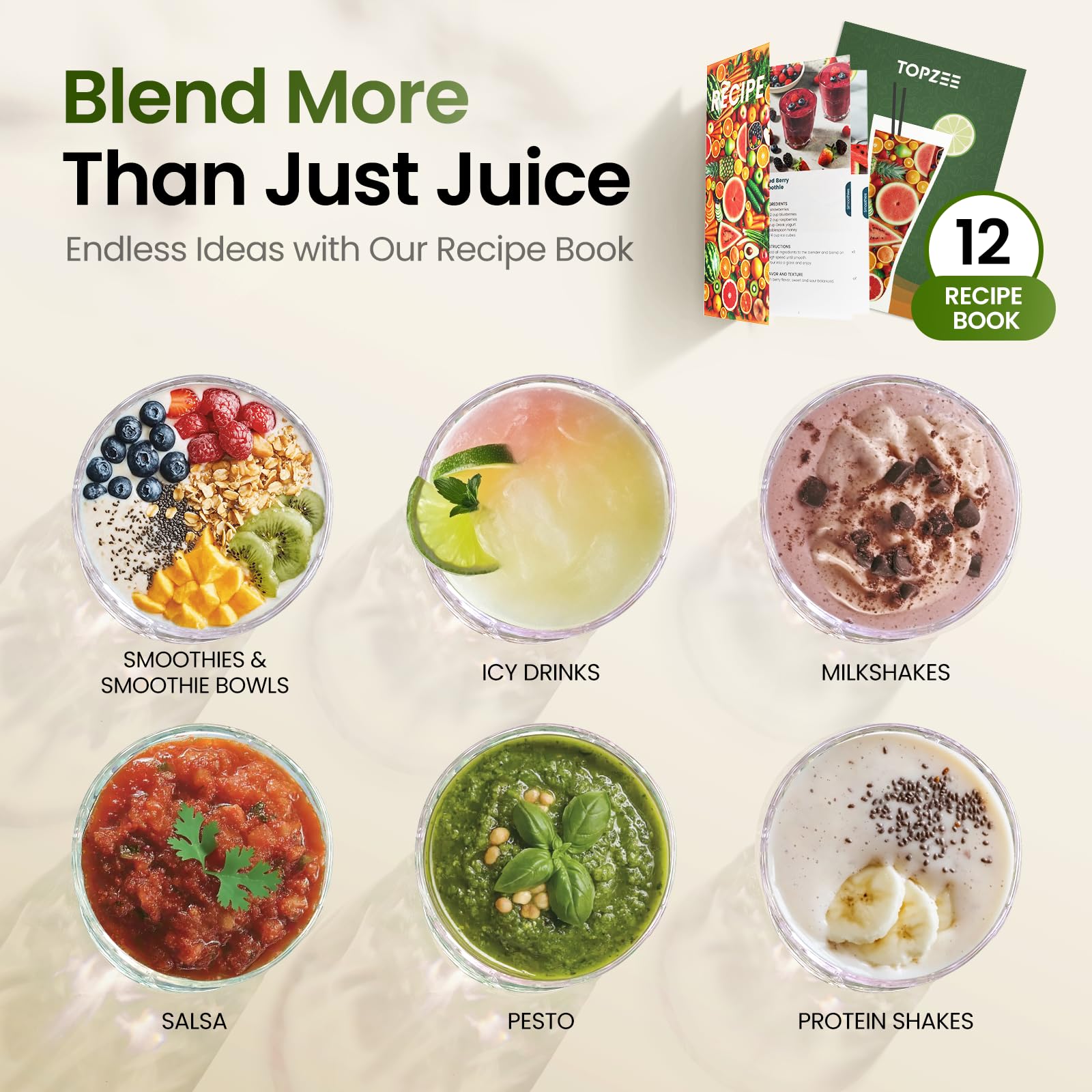 TOPZEE ice-crushing performance helps craft refreshing frozen drinks.