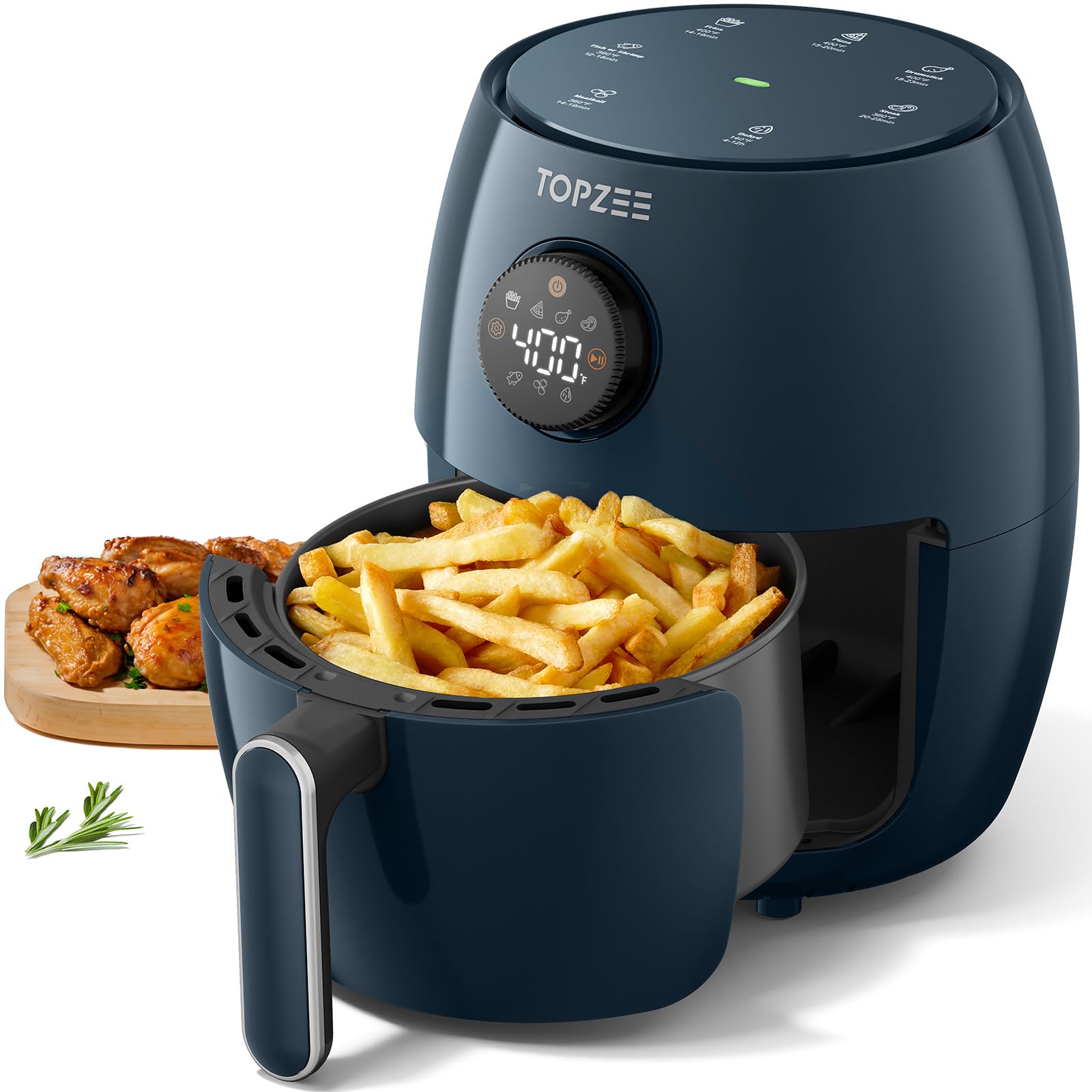 Topzee small air fryer with 2.1QT capacity for single servings and quick meals.