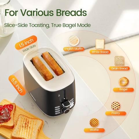 Topzee toaster high-lift lever lifts small English muffins safely.