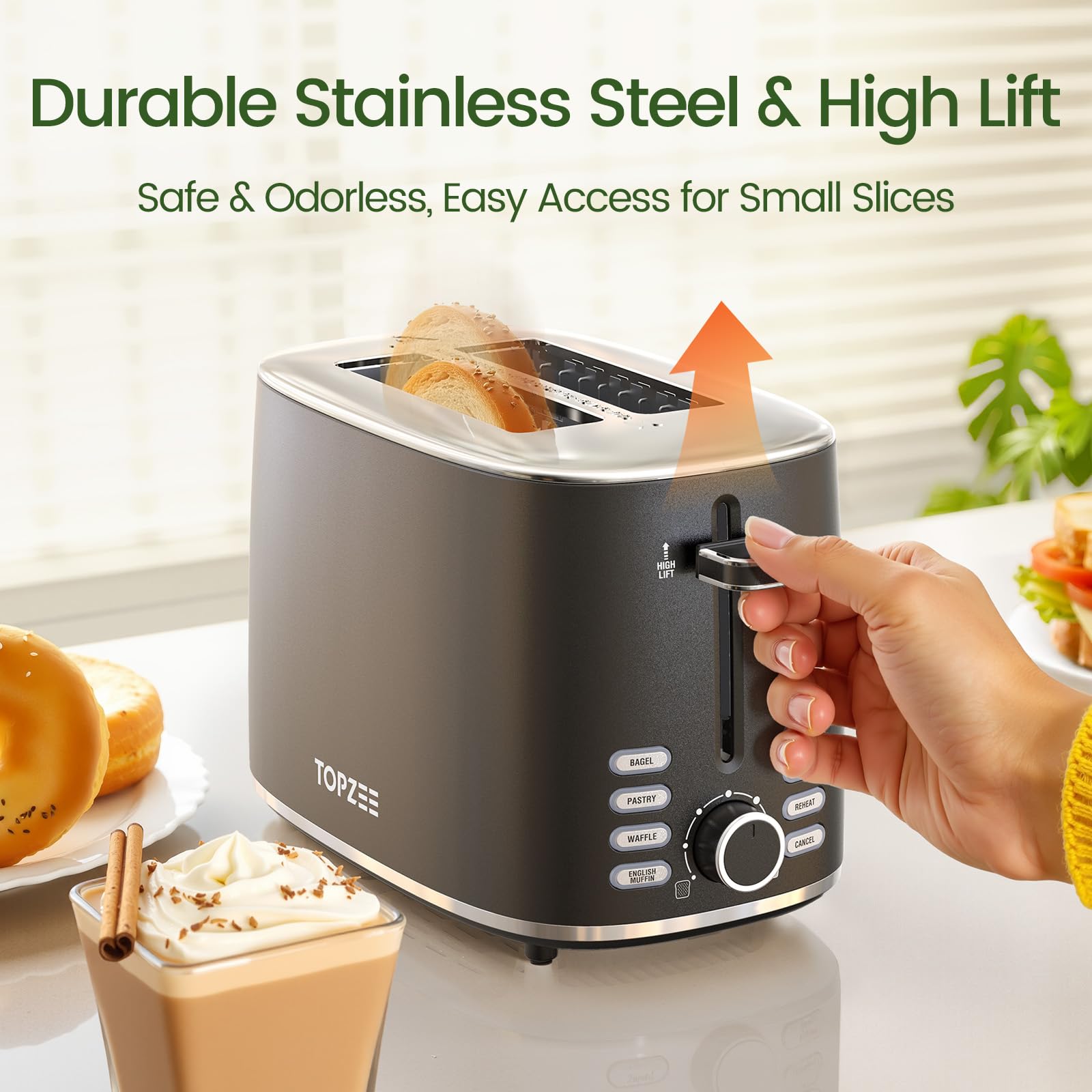 Topzee stainless steel finish resists fingerprints while keeping a sleek look.