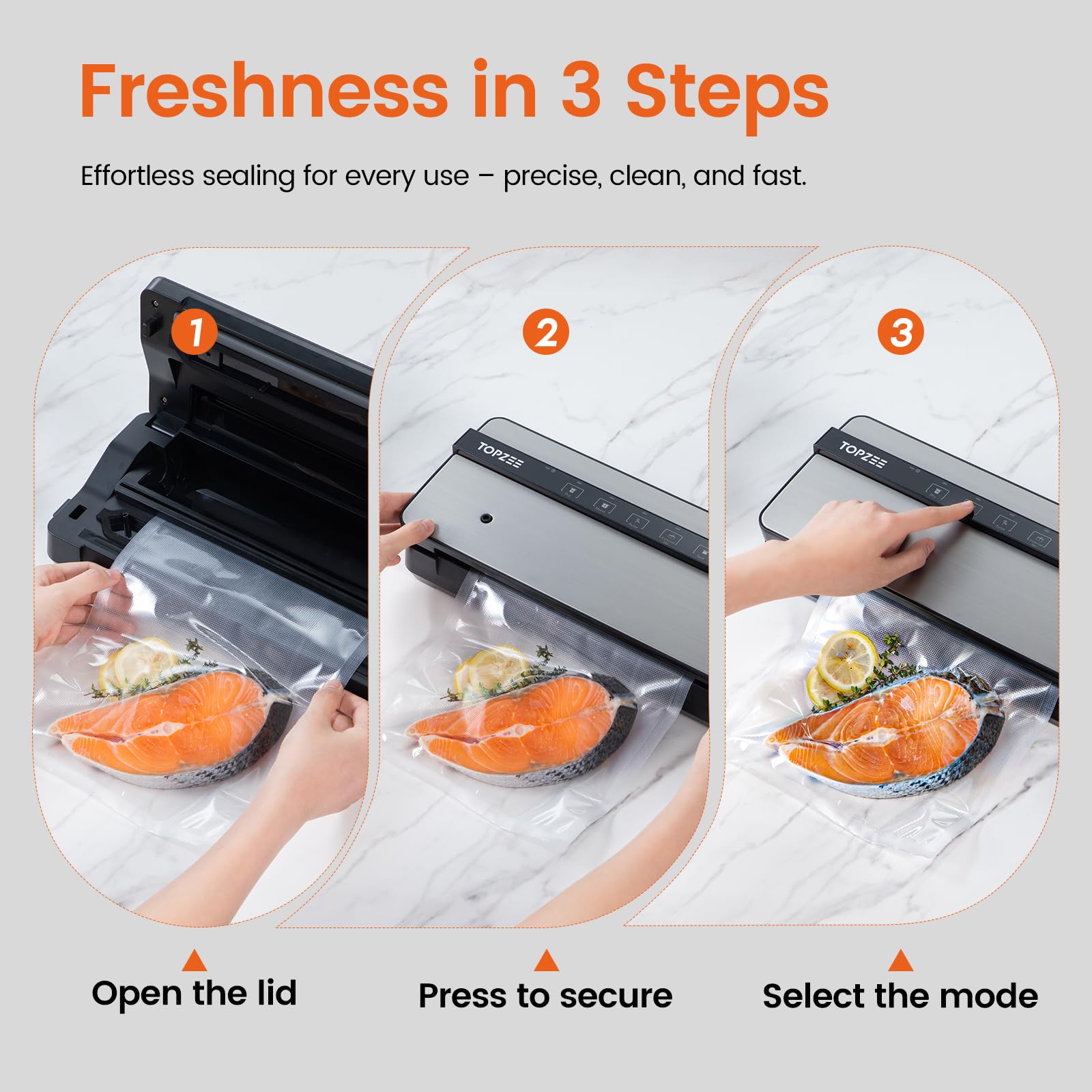 Topzee vacuum sealer detachable power cord for easy storage