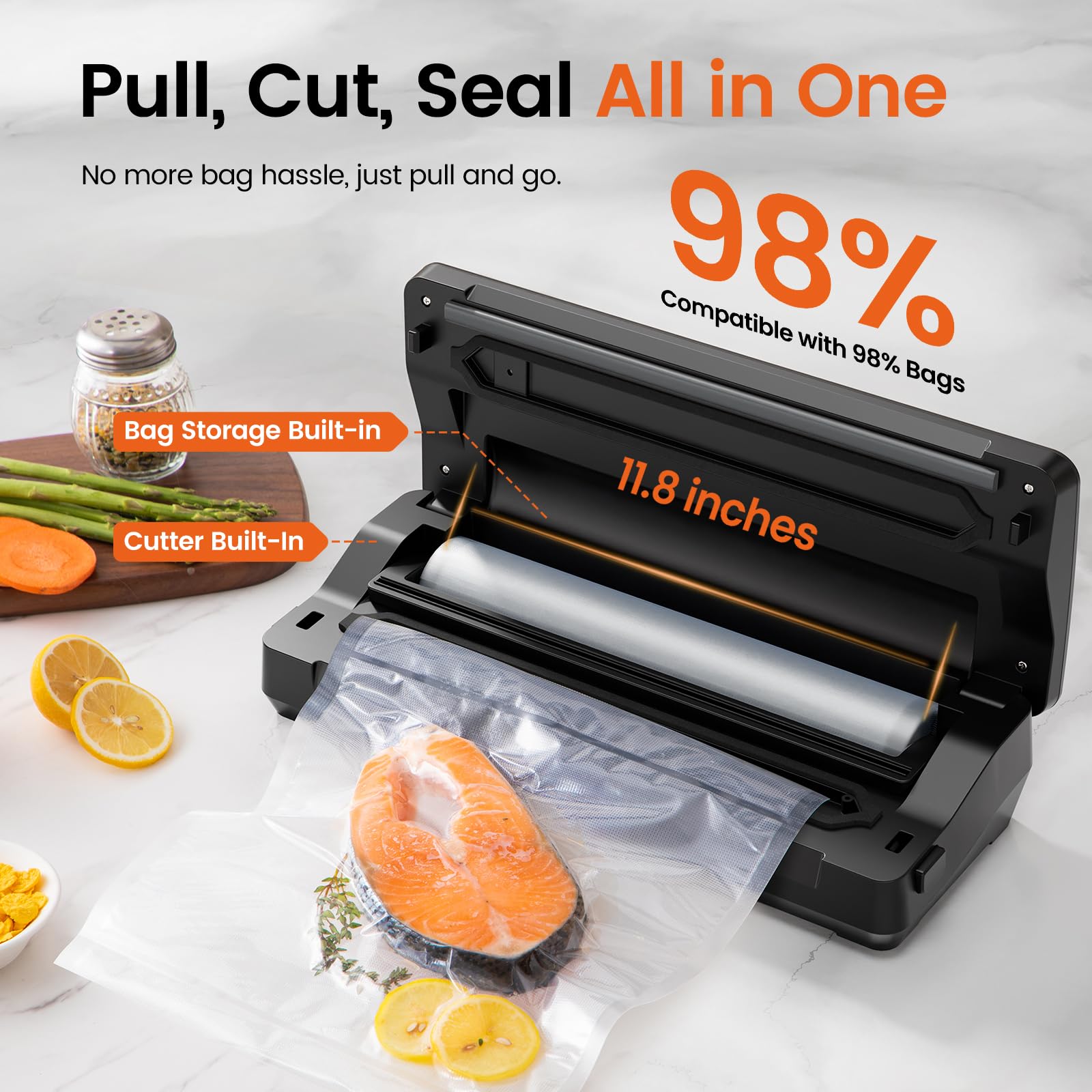 Topzee vacuum sealer with DRY MOIST buttons sealing dry ingredients effectively