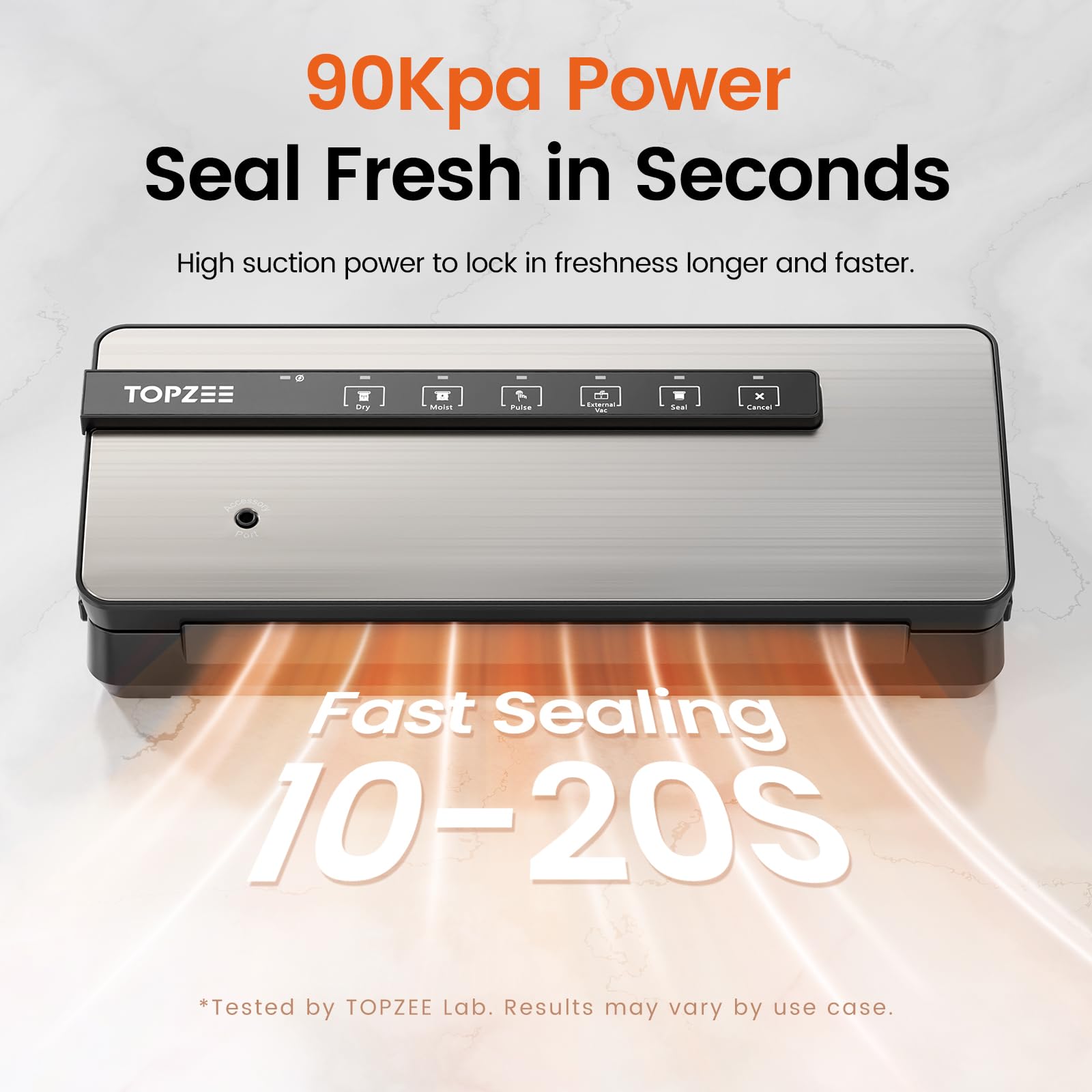 Topzee vacuum sealer pulse mode safely handles delicate snacks