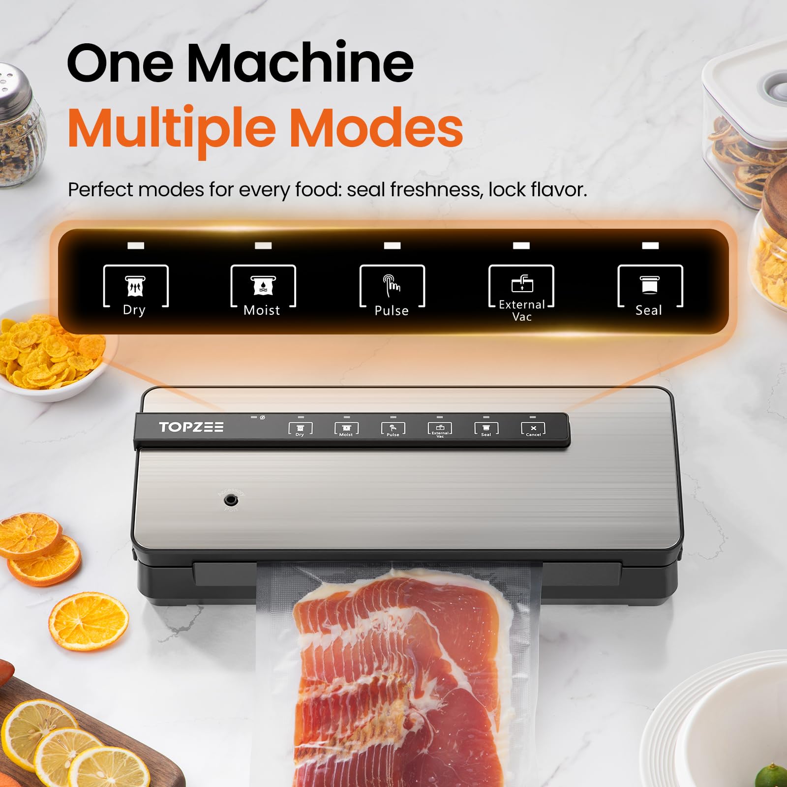 Topzee vacuum sealer roll storage and cutter keeps bag sizes ready