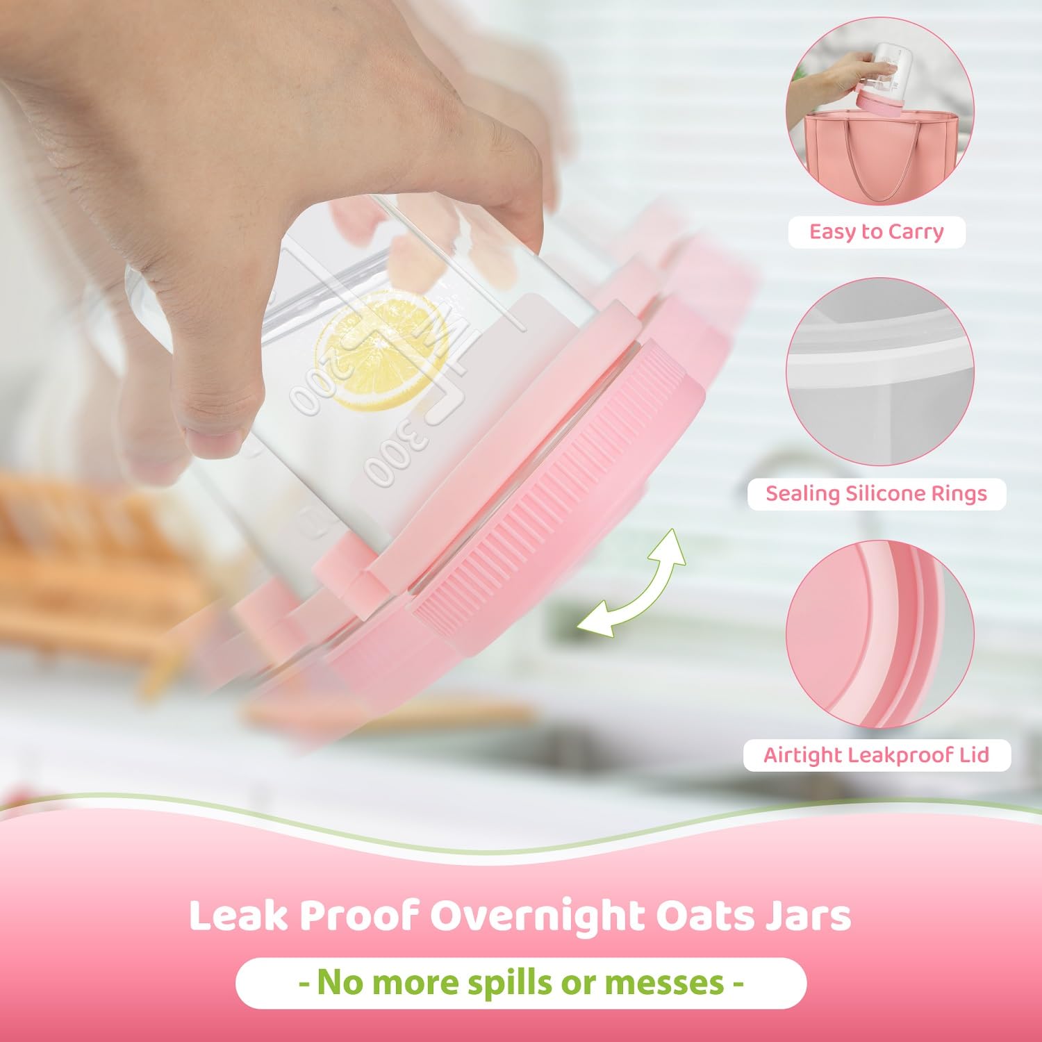 Torchero glass mason jars with lids and spoons support tidy, fresh breakfast prep.