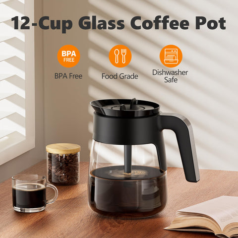 TORETAS borosilicate glass withstands heat for consistent brewing in Ninja coffee makers