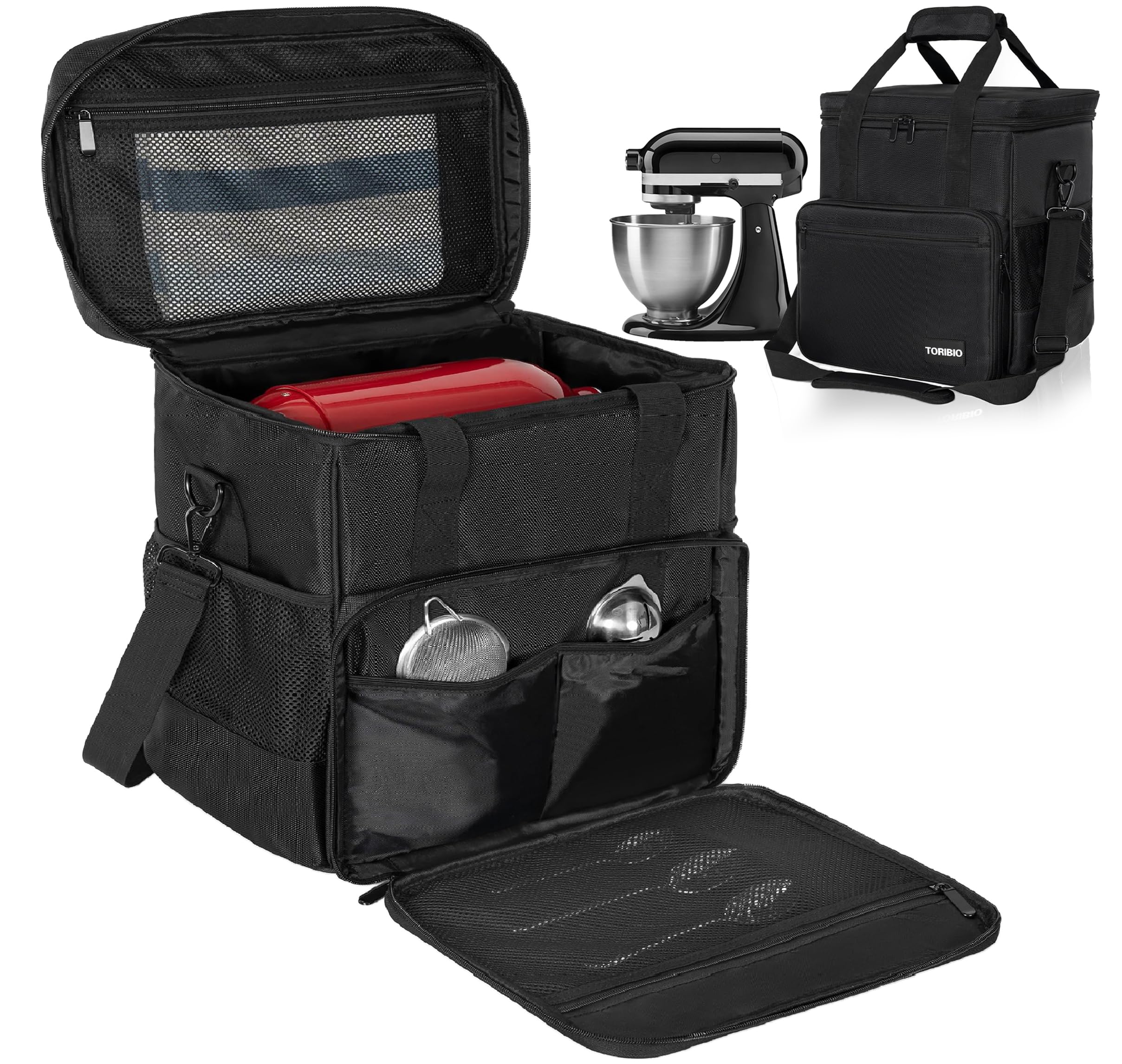 TORIBIO Kitchen Mixer Bag with exact dimensions, ideal for tucking in a 4.5-5 quart mixer.