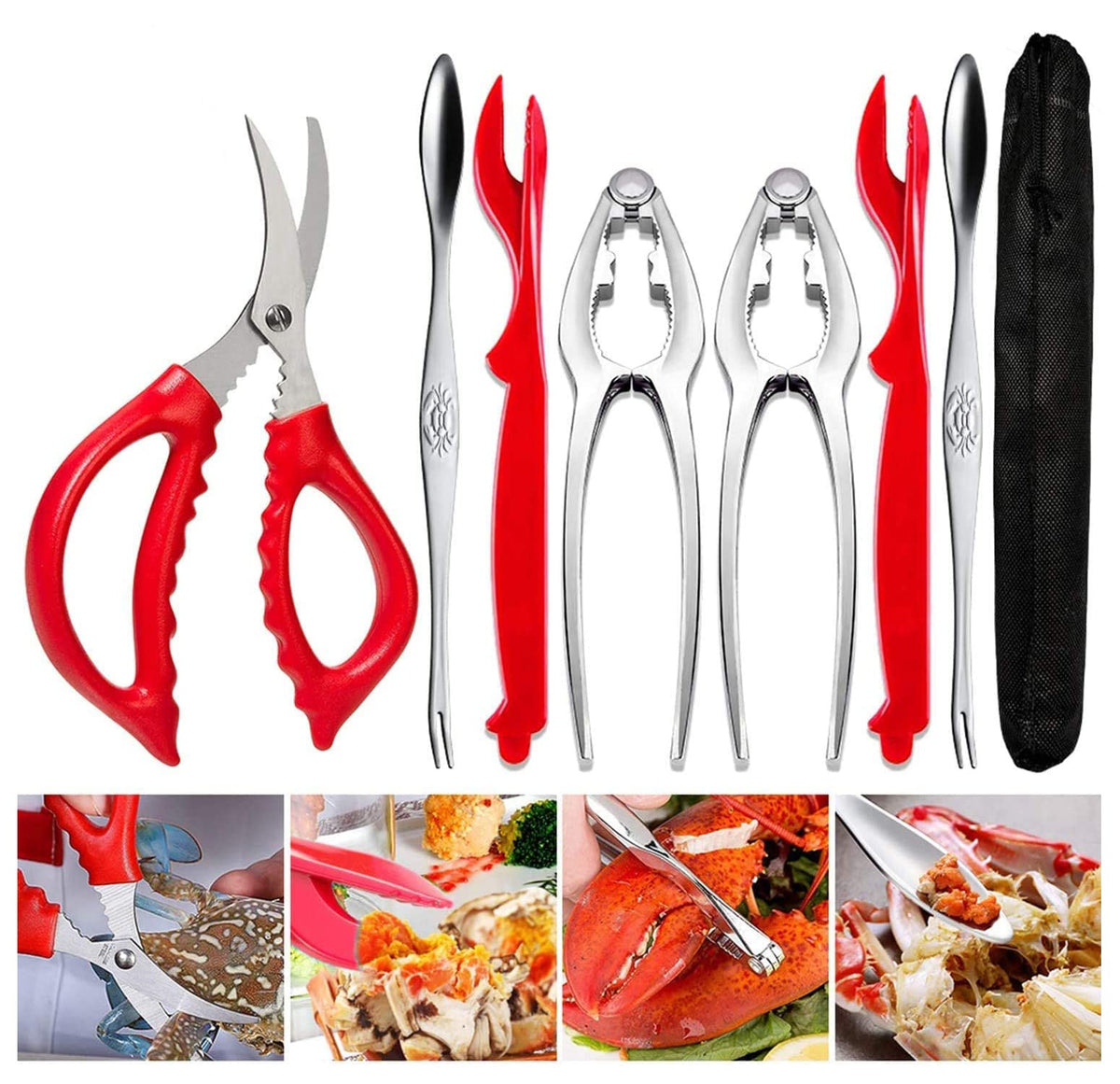 TORINALITAL crab leg crackers set 7p package for effortless shell cracking at home.