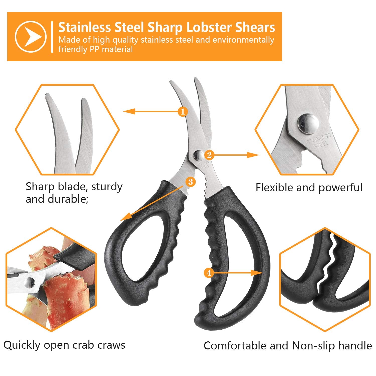 Torinalital crab leg crackers help crack shells with control and efficiency.