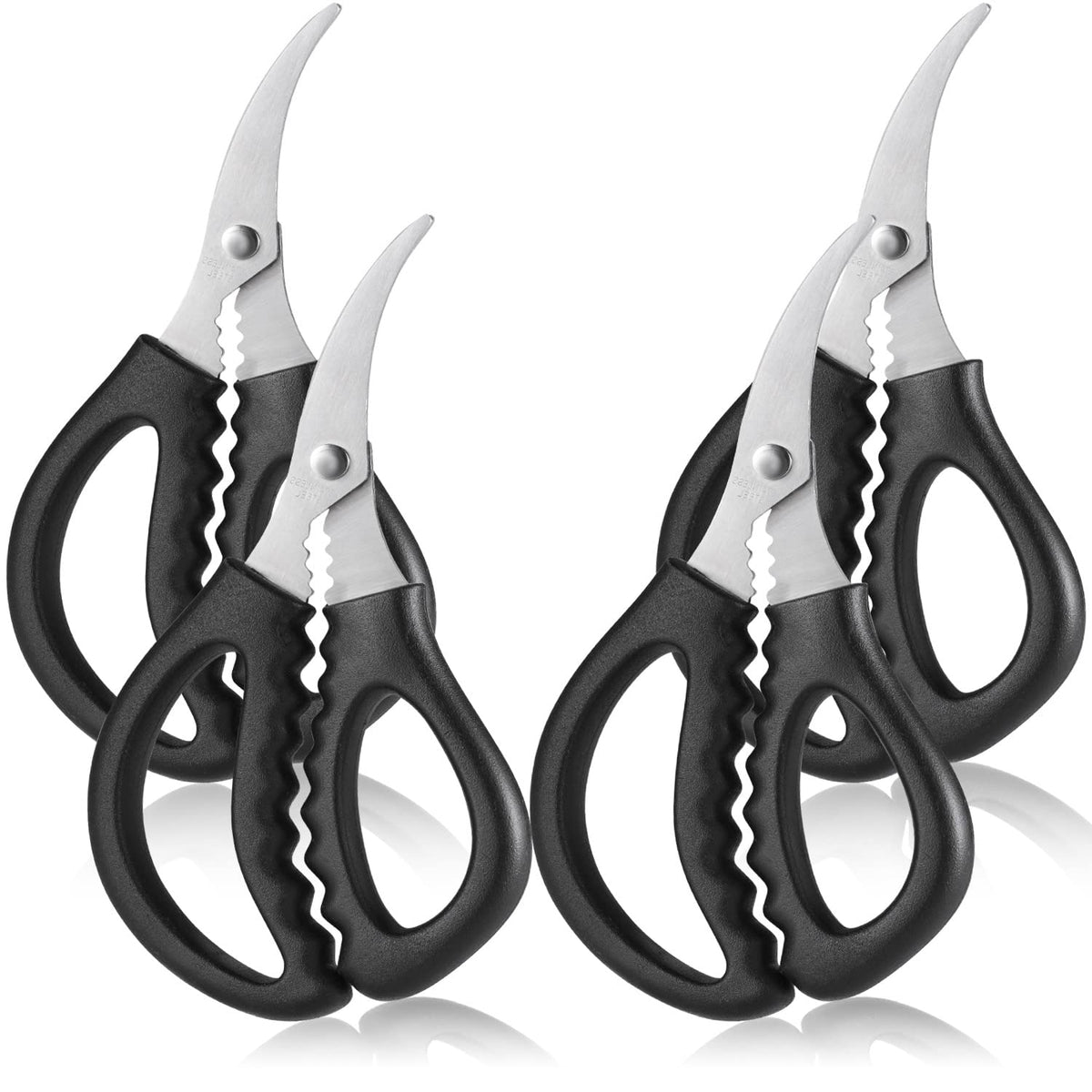 Torinalital seafood scissors four-piece pack for quick shell cracking and trimming.