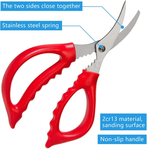 TORINALITAL seafood scissors provide versatile cutting for shells and tails.