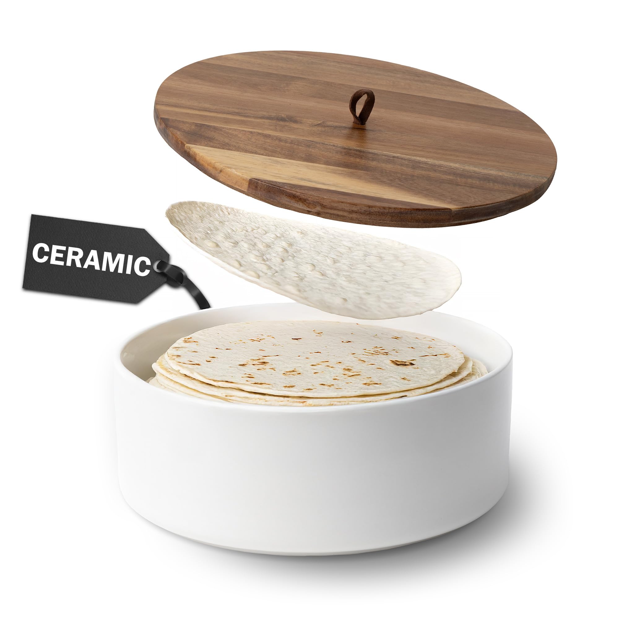 Tortillada ceramic tortilla warmer with lid keeps tortillas warm and pliable