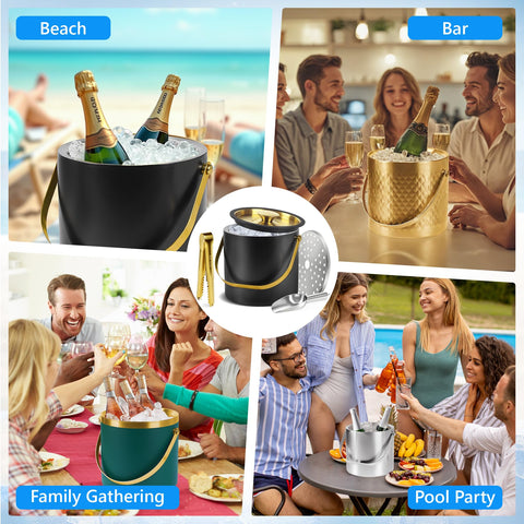 TOSELBAI ice bucket color options black, silver, gold, and green to fit any setup.