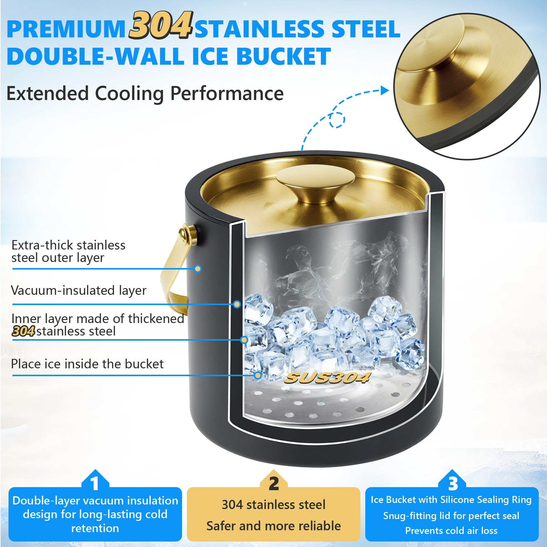 TOSELBAI double-wall vacuum insulation keeps drinks colder longer during gatherings.