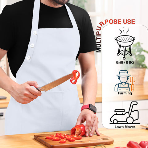 TOSHE apron with two large pockets keeps utensils handy.