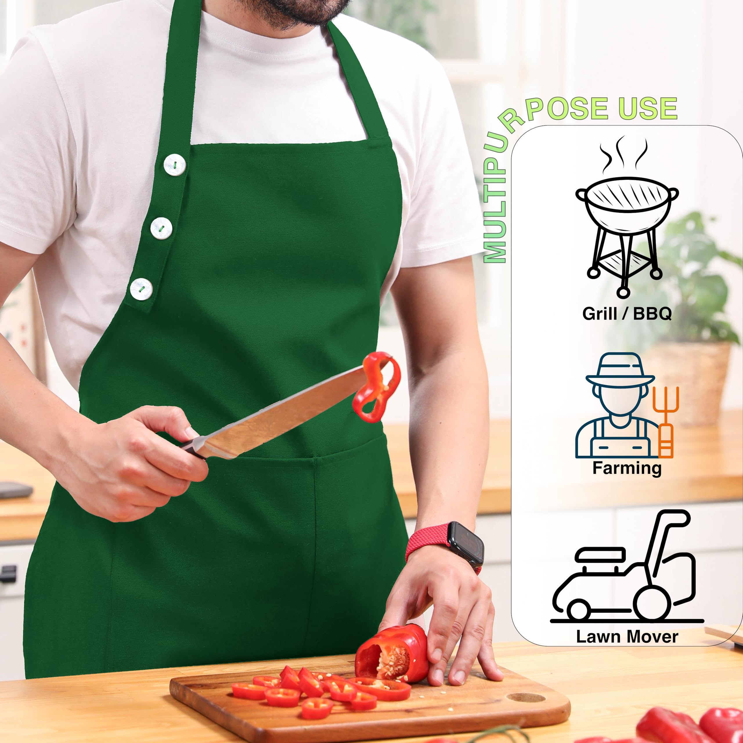 TOSHE adjustable-neck apron for a comfortable, custom fit.