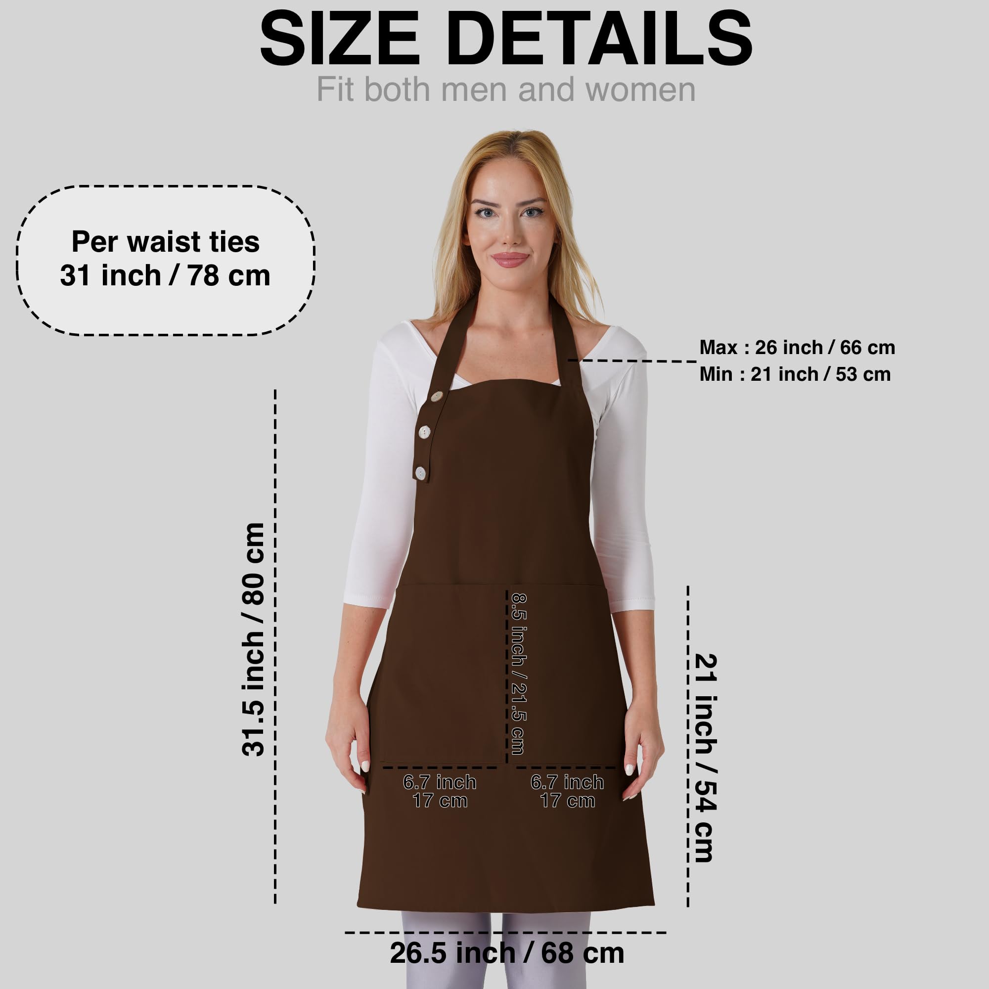 Wide coverage protects clothing from spills, splashes, and paint.