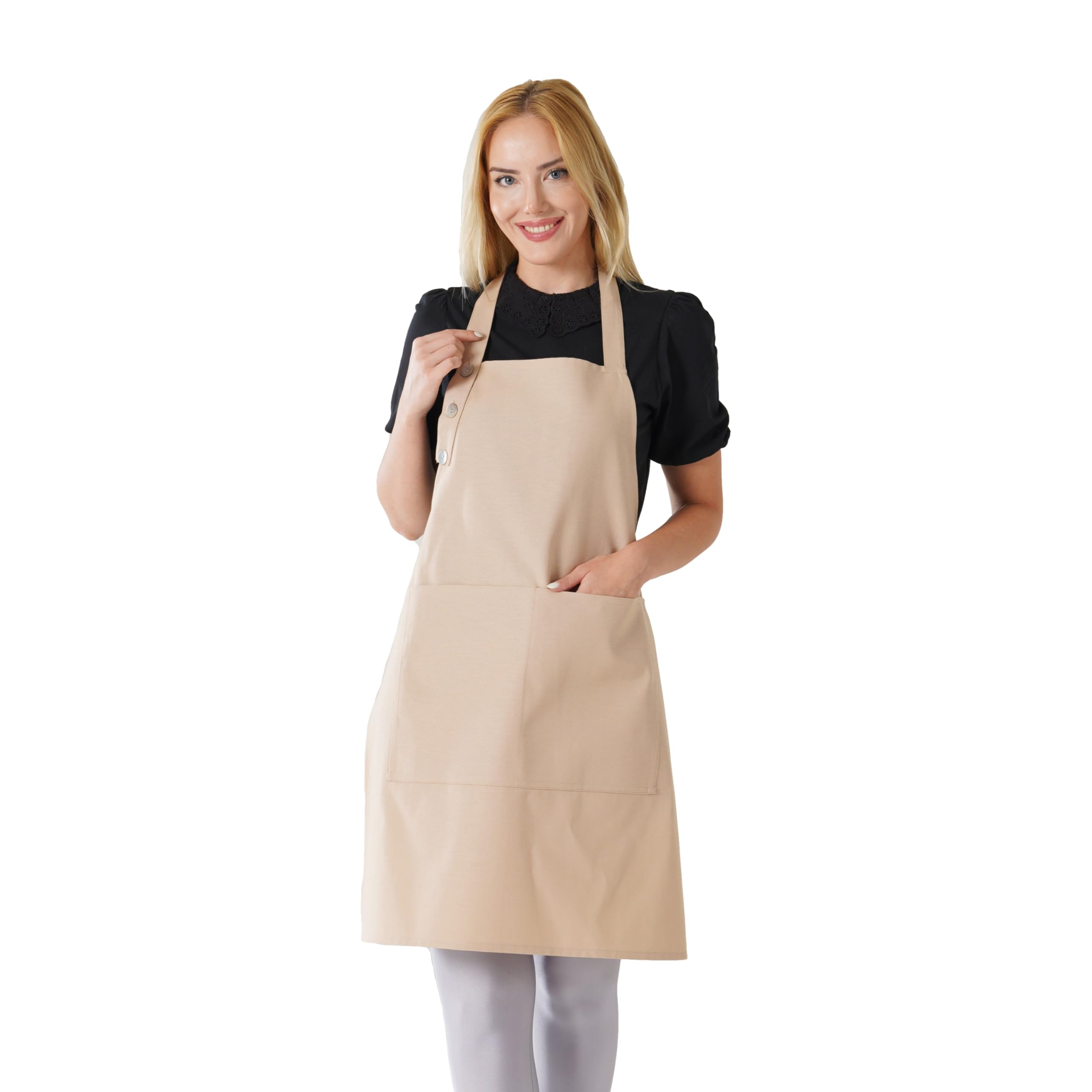 TOSHE Kitchen Apron, waterdrop-resistant front view for mess-free cooking