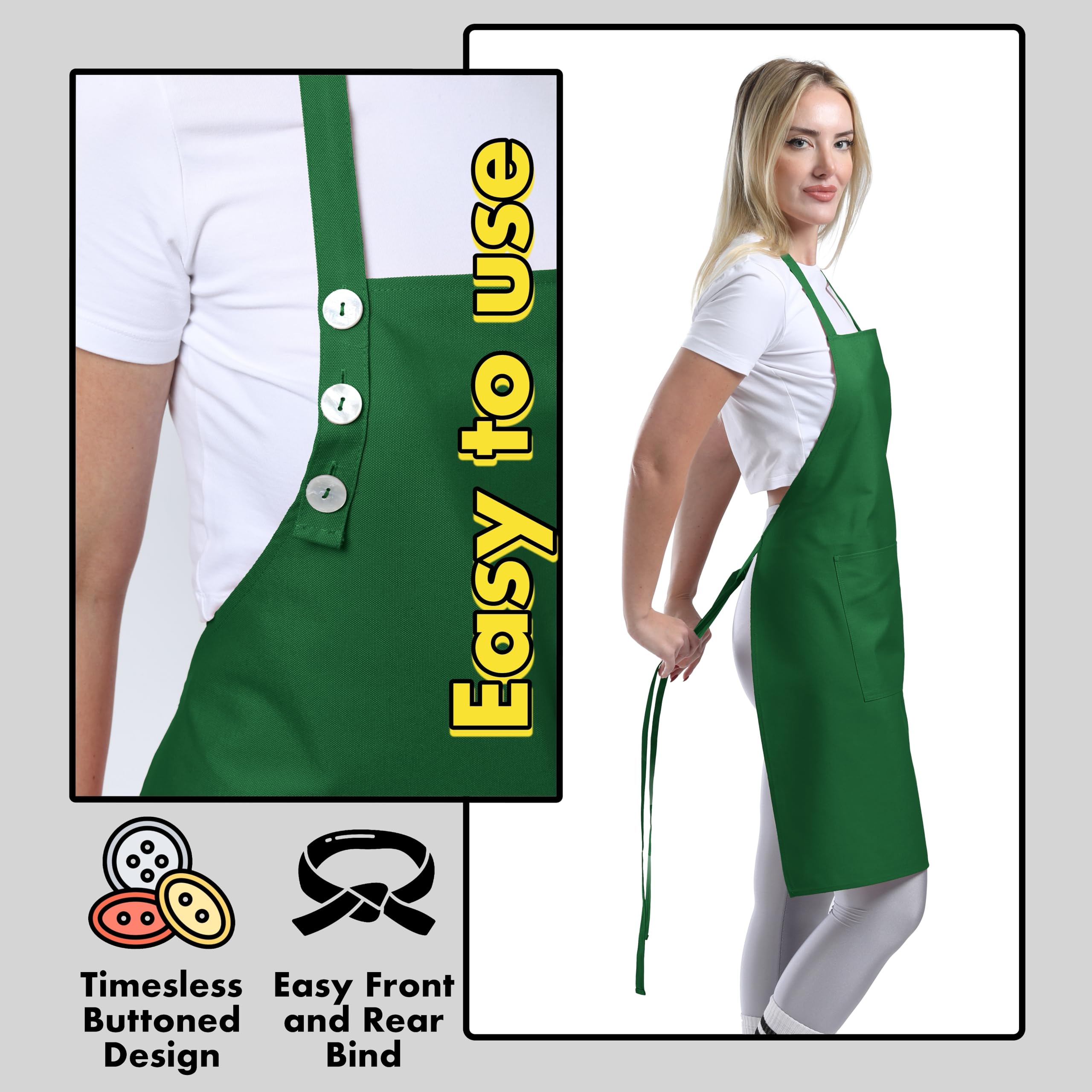 TOSHE apron offers wide coverage to shield clothing from splashes.