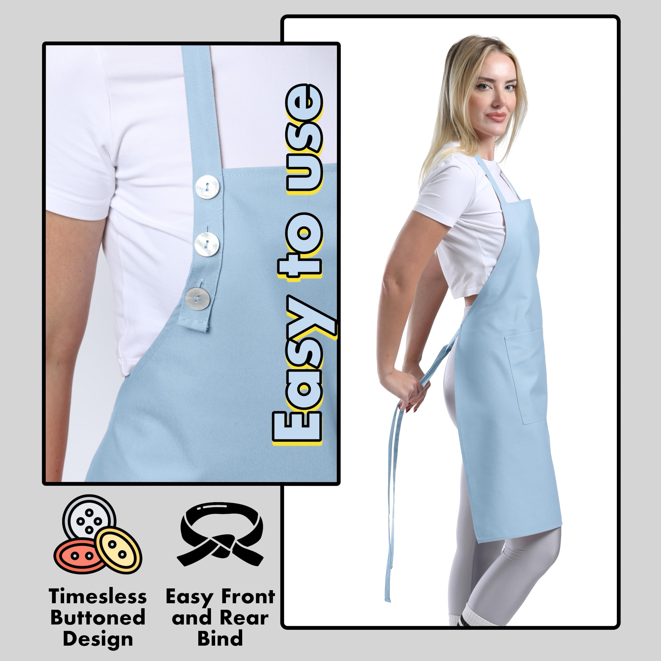 TOSHE stain-resistant finish guards clothes from spills during meal prep