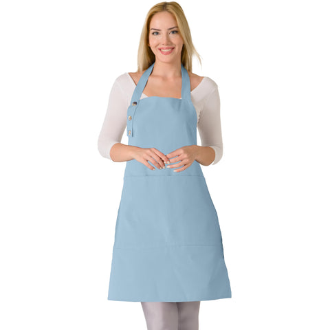 TOSHE waterdrop-resistant cotton apron in light blue for splash protection during cooking