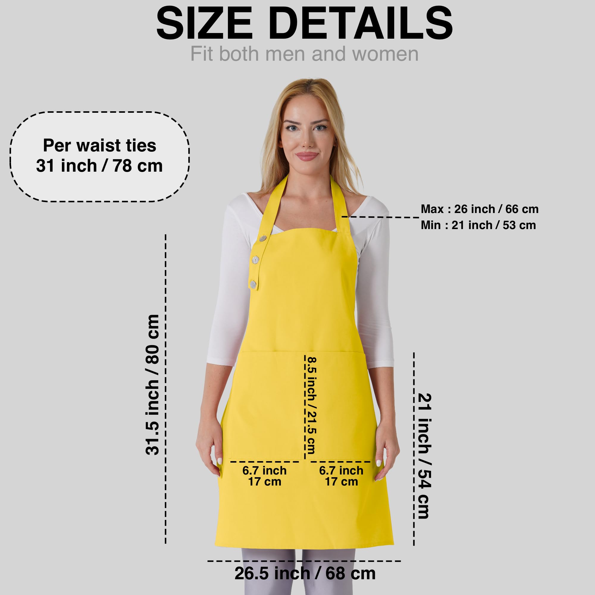 TOSHE wide-coverage apron shields clothing from splashes and spills.