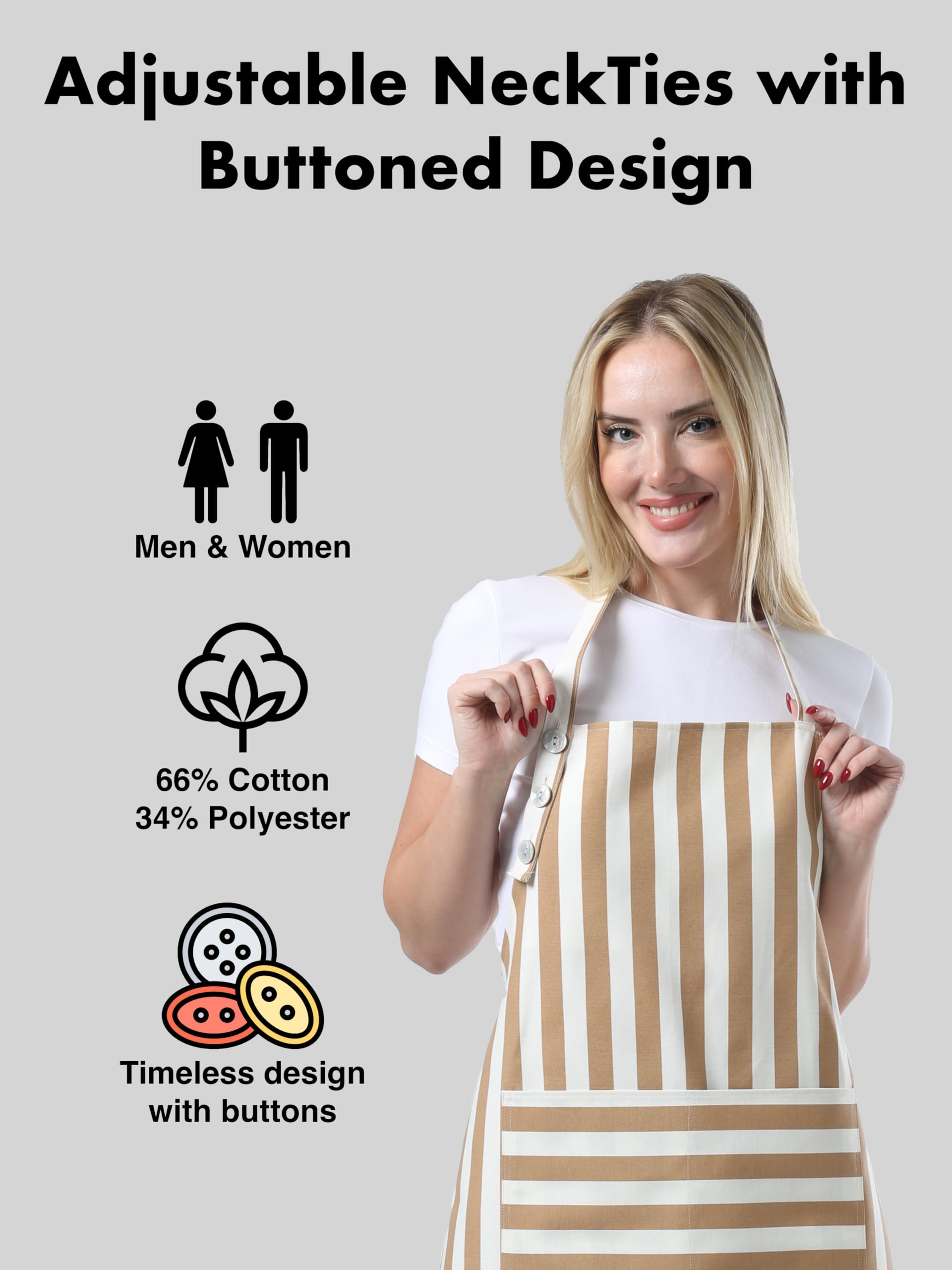 TOSHEX apron with adjustable neck strap fits all, offering comfortable long wear for cooks and hobbyists.