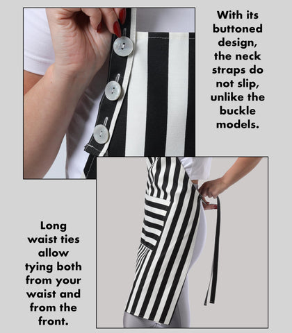 TOSHEX stain-resistant fabric keeps aprons looking fresh after messy tasks