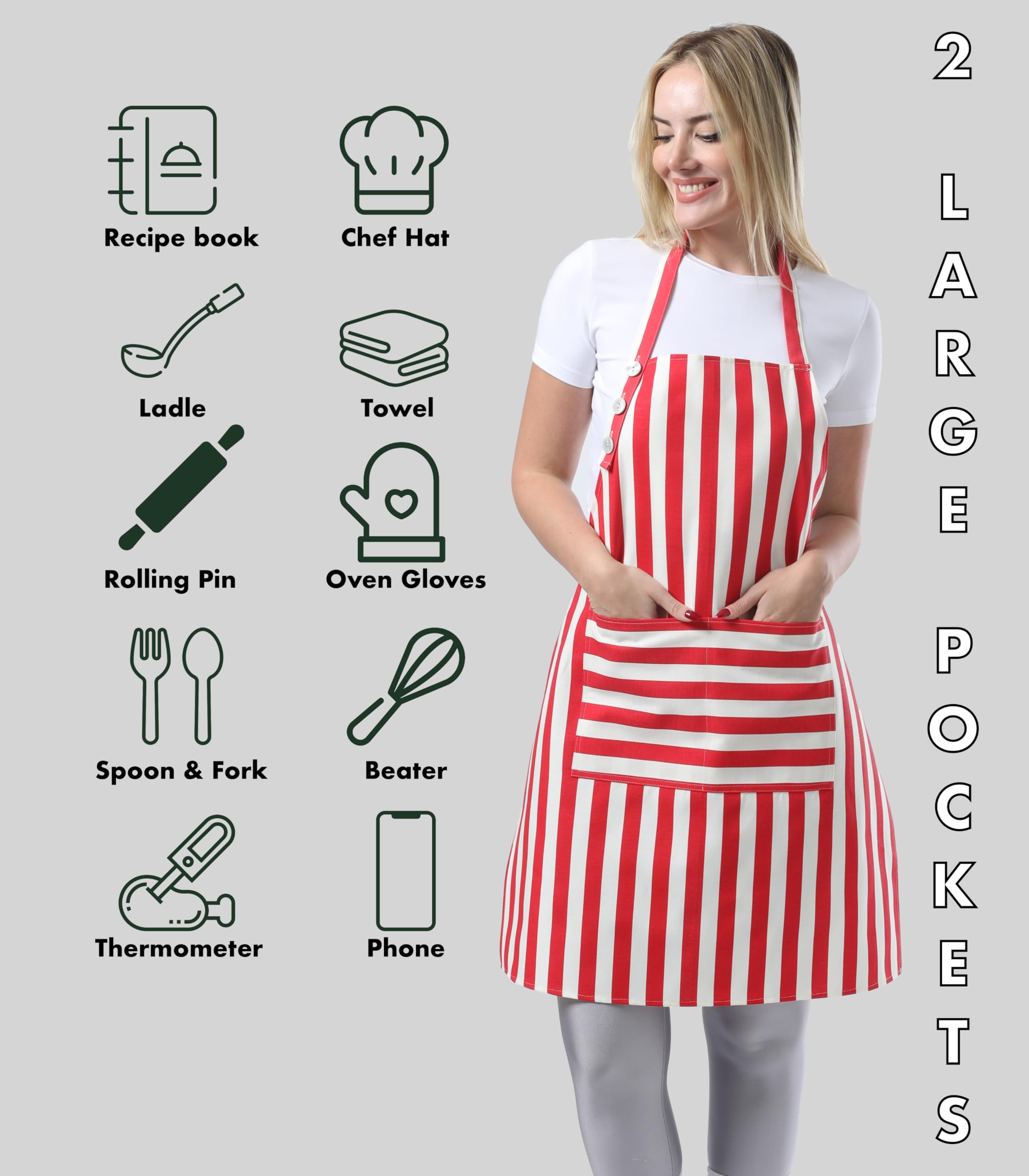 TOSHEX apron stain-resistant surface helps keep clothes clean