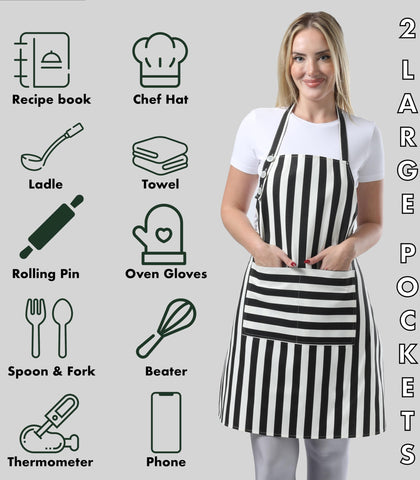 TOSHEX wide-coverage apron protects clothing from spills during cooking
