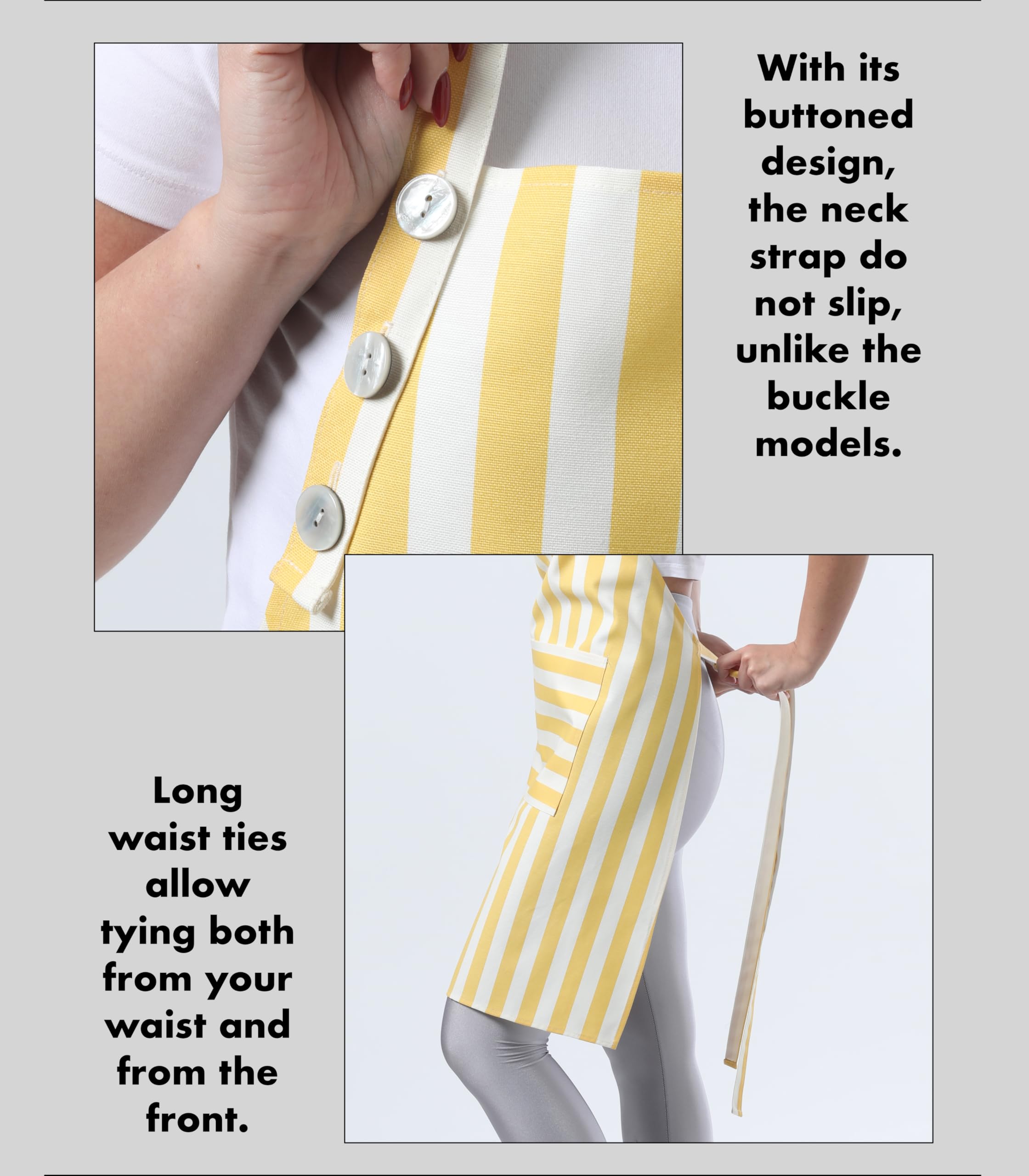 TOSHEX Kitchen Apron Durable cotton-poly blend resists stains