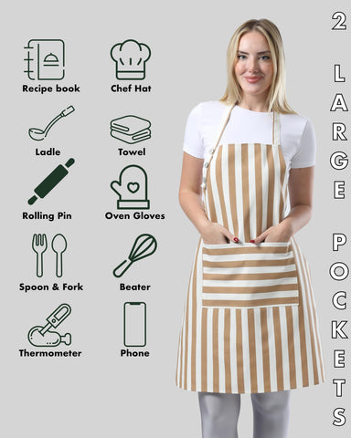 TOSHEX kitchen apron offers large coverage to protect clothes during cooking, grilling, or messy art tasks.