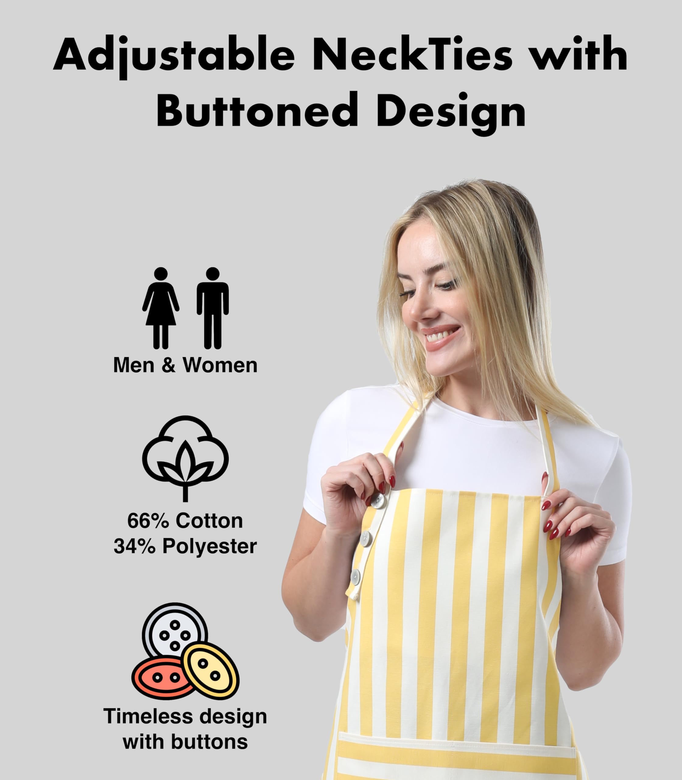TOSHEX Kitchen Apron with Two Large Pockets holds utensils