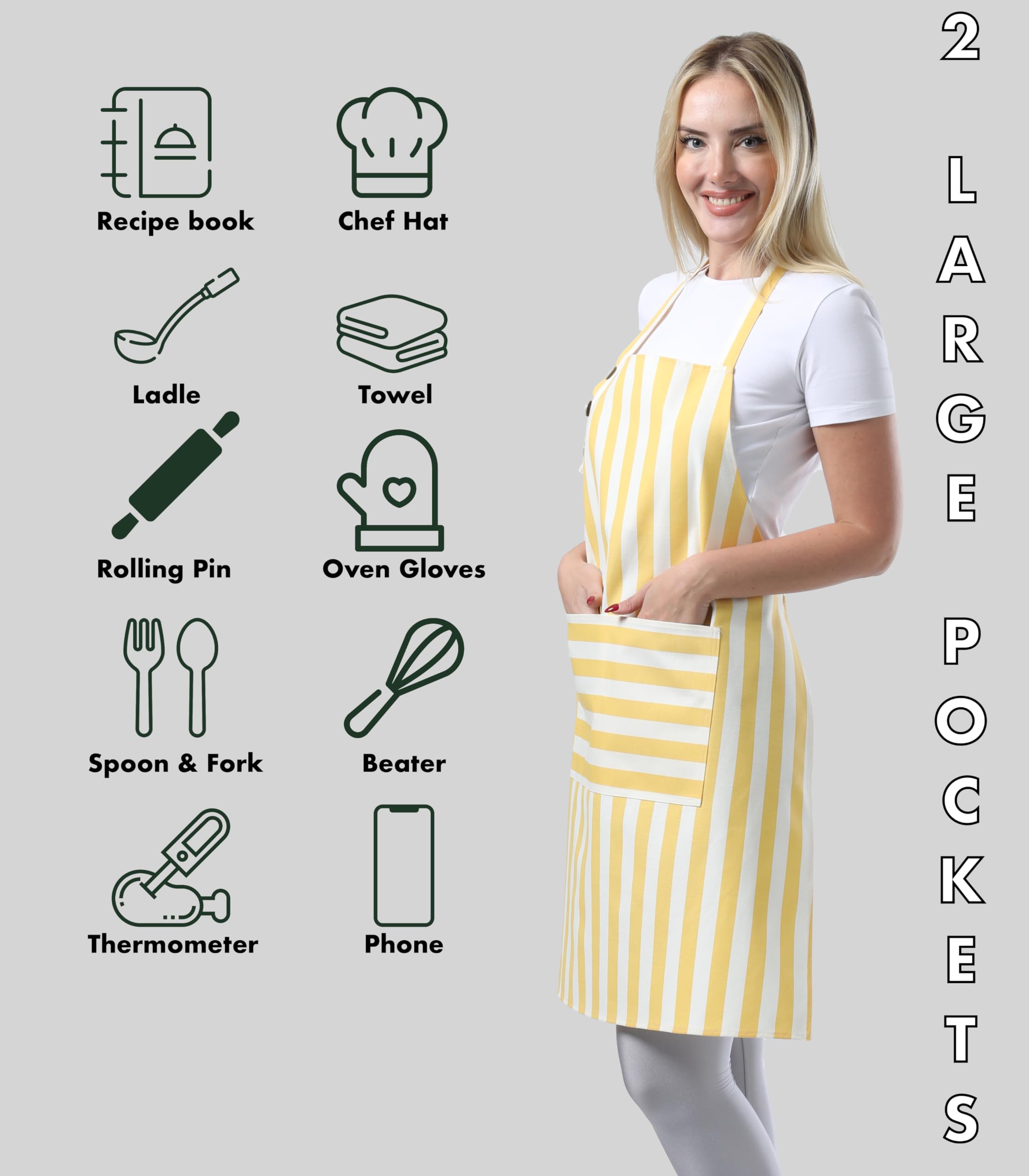 TOSHEX Kitchen Apron Wide Coverage shields from splashes