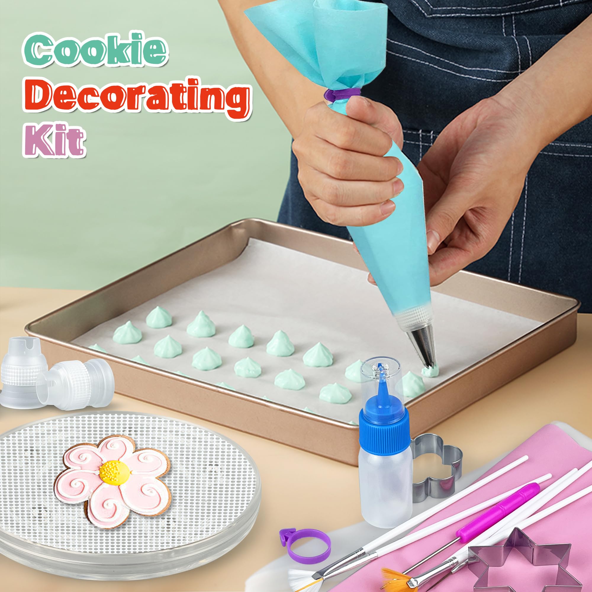 TOSPARTY decorating nozzles show versatile piping options for cookies and cupcakes