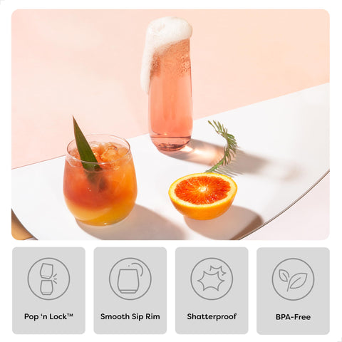 TOSSWARE POP 9oz flute stacks neatly for compact storage at parties.