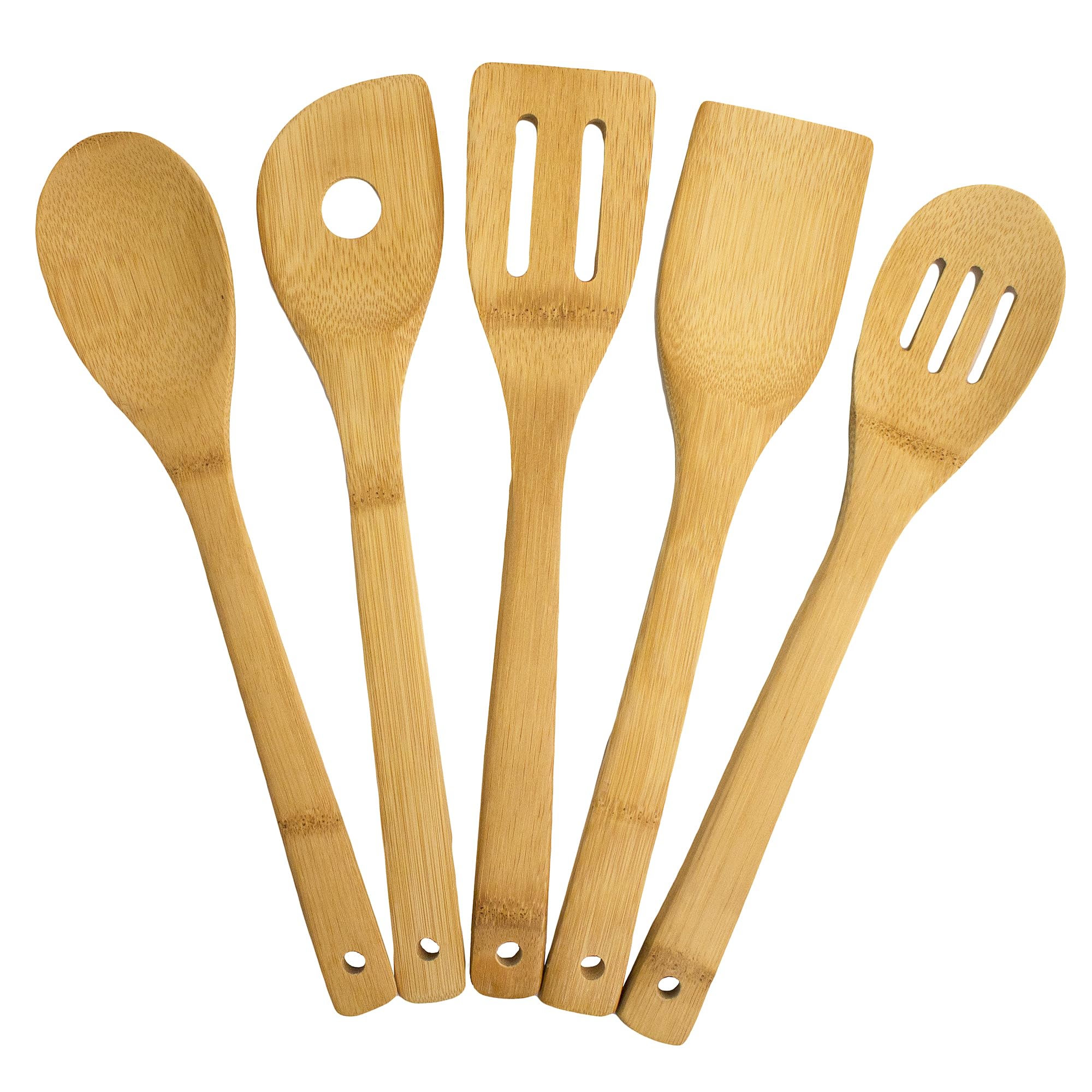 Totally Bamboo 5-Piece Utensil Set spoon ideal for nonstick cookware and easy stirring.
