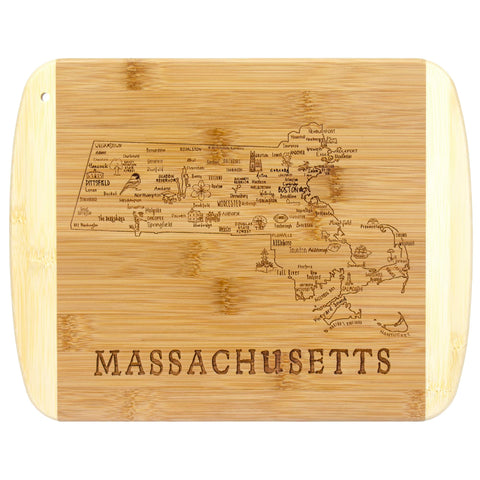 Totally Bamboo A Slice of Life MA board with engraved towns, ideal for serving and prep