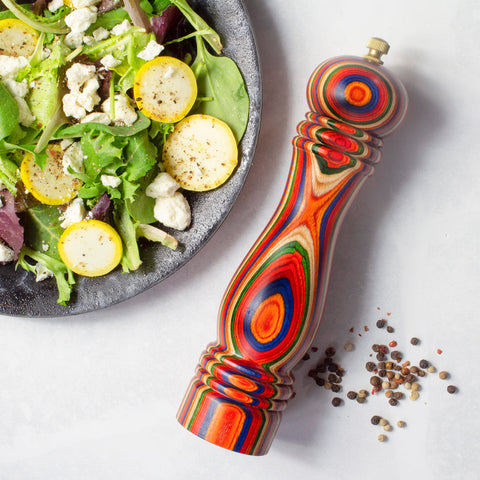 Totally Bamboo Baltique Marrakesh pepper grinder side view highlights sturdy, smooth-twist operation