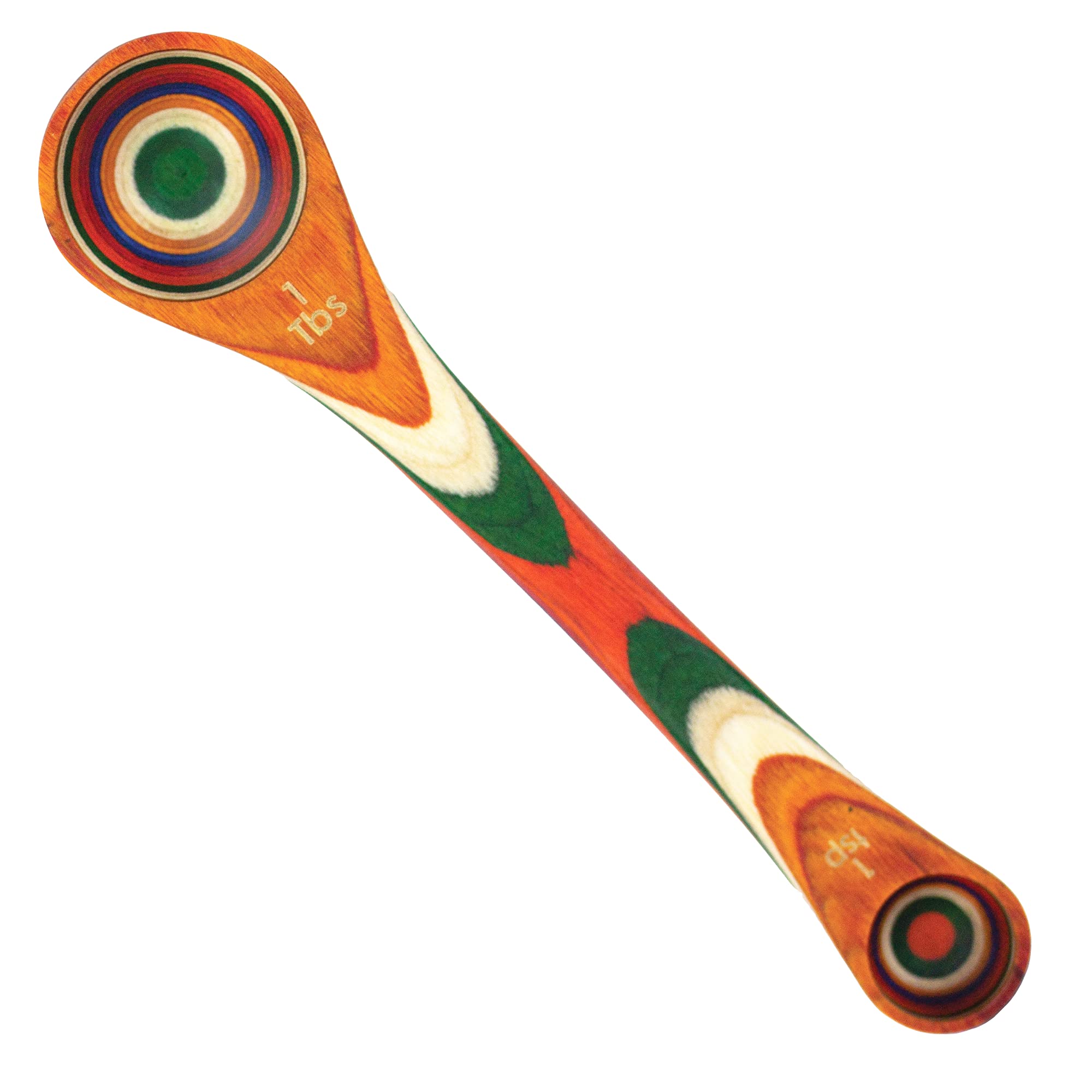 Totally Bamboo Baltique Marrakesh 2-in-1 spoon with colorful layers for precise measurements.