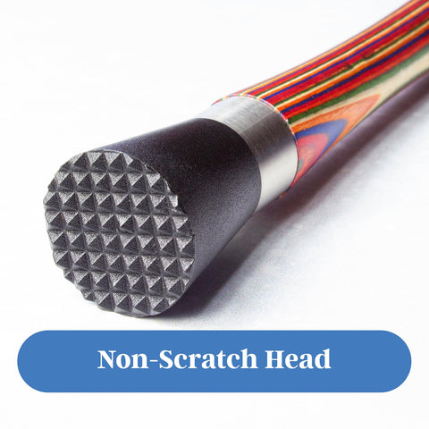 Baltique Marrakesh muddler wood handle close-up highlights colorful layered birch wood.
