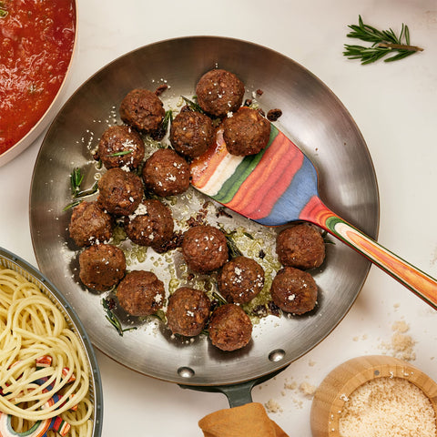 Totally Bamboo Baltique Marrakesh spatula showcases rainbow blend inspired by Moroccan markets for vibrant prep.