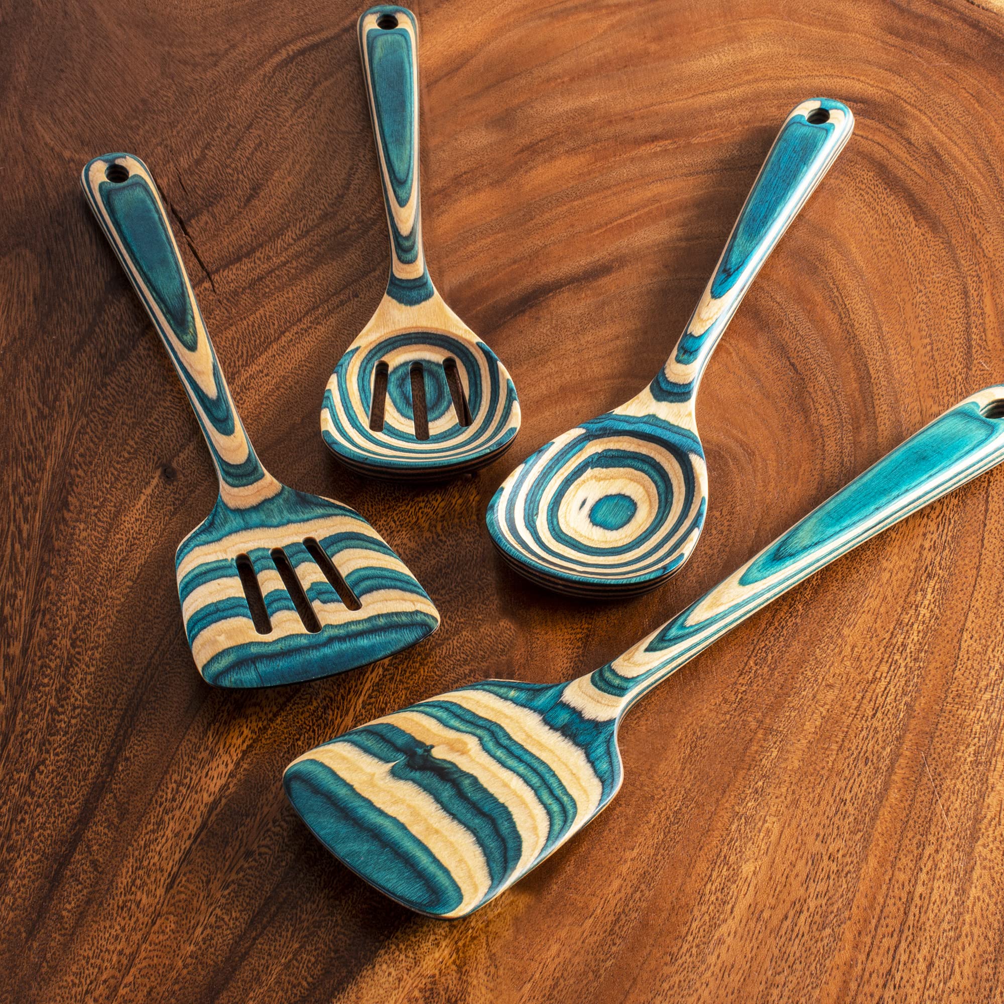 Totally Bamboo Baltique Mykonos slotted spoon supports draining liquids while cooking