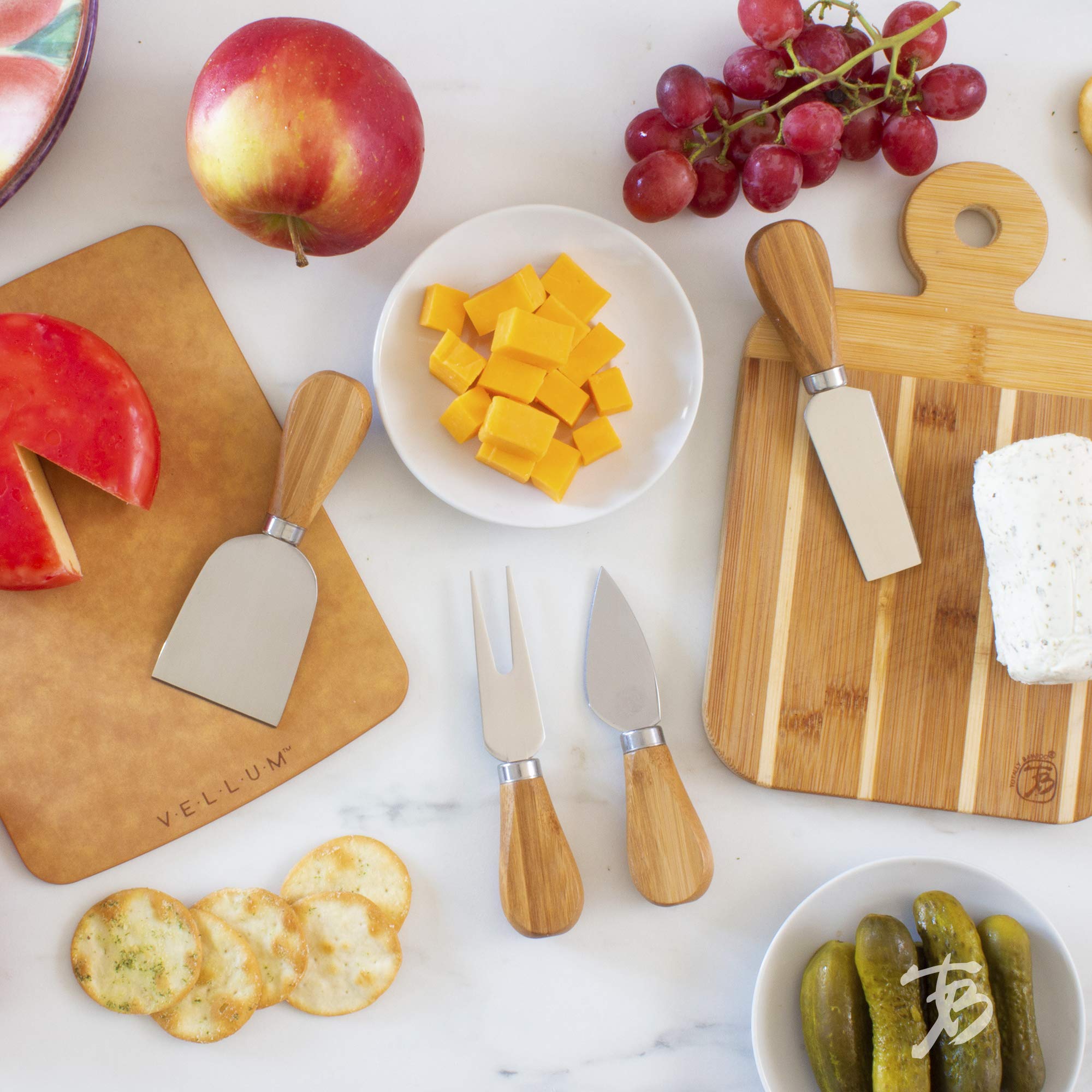 Totally Bamboo cheese fork for picking up cheese during gatherings.